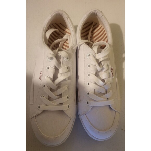 Taos Womens Moc Star Sneaker Size 9.5 White Canvas Lace Up Comfy Walking Shoe - Picture 2 of 6